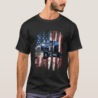 Amerikanischer LKW-Fahrer Trucker American Flag T-Shirt