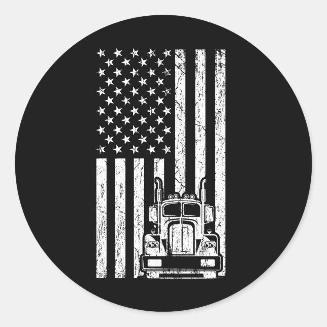 AMERIKANISCHER LKW FLAG LKW Big Rig LKW Runder Aufkleber (Vorderseite)