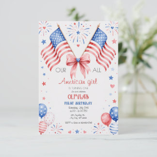 Amerikanischer Mädchentag zum ersten Geburtstag am Einladung