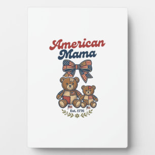 Amerikanischer Mama Patriotischer Bär Patchwork Ve Fotoplatte