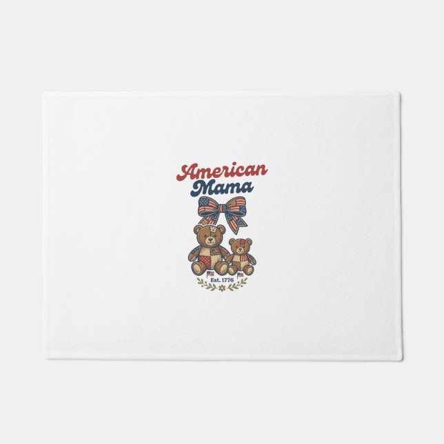 Amerikanischer Mama Patriotischer Bär Patchwork Ve Fußmatte (Vorderseite)