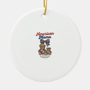 Amerikanischer Mama Patriotischer Bär Patchwork Ve Keramik Ornament