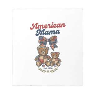 Amerikanischer Mama Patriotischer Bär Patchwork Ve Notizblock