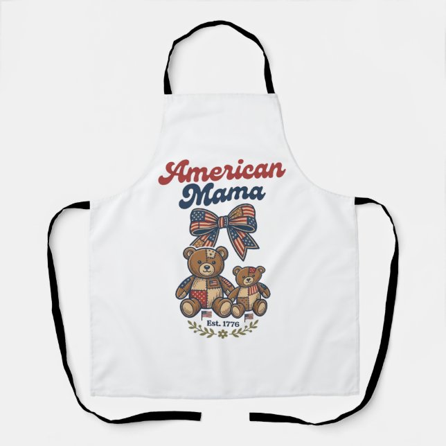 Amerikanischer Mama Patriotischer Bär Patchwork Ve Schürze (Vorderseite)