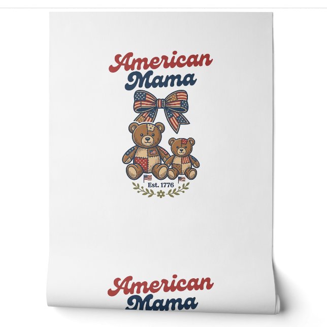Amerikanischer Mama Patriotischer Bär Patchwork Ve Tapete (Abrollen)
