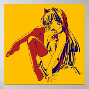Amerikanischer Manga Neko Catgirl Kawaii Anime Poster