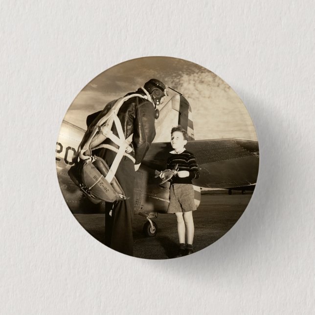 Amerikanischer Militärpilot 1940 und Jungejunge Button (Vorderseite)