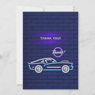 Amerikanischer Muscle-Car-Neon-Geburtstag Dankeskarte