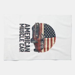 Amerikanischer Muscle-Car-Vintage-Flag-Shirt-Entwu Geschirrtuch