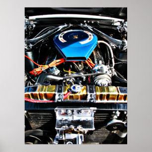 Amerikanischer Muskel-Auto-Motor Poster