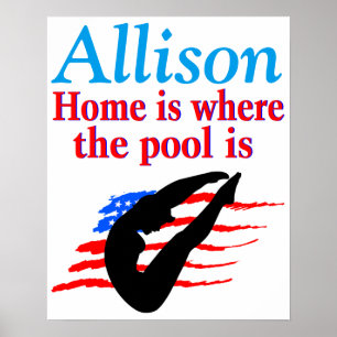 AMERIKANISCHER PERSONALISIERTER DIVER GIRL POSTER