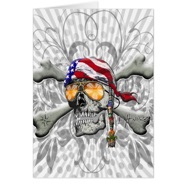 Amerikanischer Piratenschädel und Kreuzknochen (Vorne)