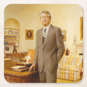 Amerikanischer Präsident James Earl Carter Oval Of Rechteckiger Pappuntersetzer