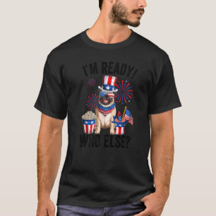 Amerikanischer Pug Feuerwerk USA Hund 4. Juli Männ T-Shirt