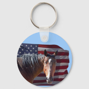 Amerikanischer Quarterhorse und Flagge - Schlüsselanhänger