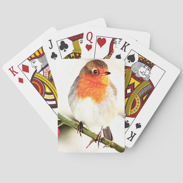 Amerikanischer Robin im Winterschnee Spielkarten (Rückseite)