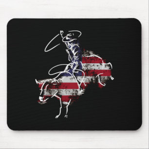 Amerikanischer Rodeo-Stier Reiten Retro Grunge USA Mousepad