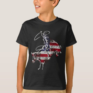 Amerikanischer Rodeo-Stier Reiten Retro-Grunge-USA T-Shirt