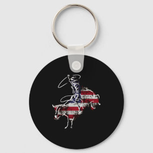 Amerikanischer Rodeo-Stier-Reitens Retro-Grunge-US Schlüsselanhänger