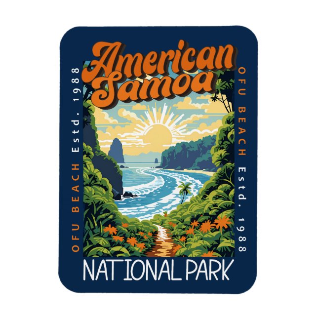 Amerikanischer Samoa-Nationalpark Retro bedrückt Magnet (Vertikal)