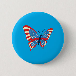 Amerikanischer Schmetterling mit Flagge USA Patrio Button