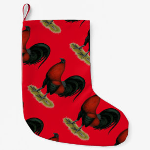 Amerikanischer Spielhahn Schwarz Rot Kleiner Weihnachtsstrumpf
