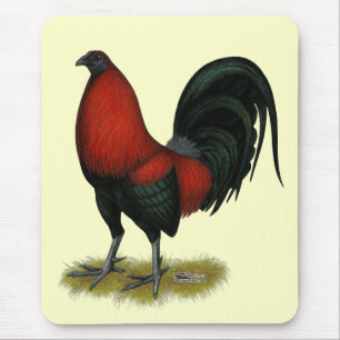 Amerikanischer Spielhahn Schwarz Rot Mousepad