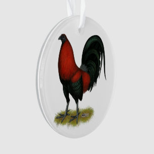 Amerikanischer Spielhahn Schwarz Rot Ornament