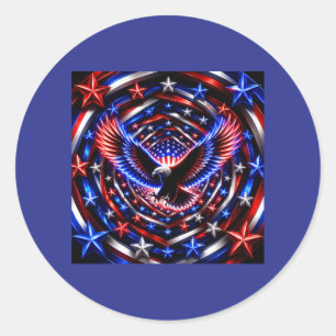 Amerikanischer Spiralblick – Patriotischer Adler O Runder Aufkleber