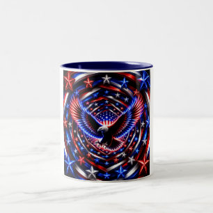 Amerikanischer Spiralblick – Patriotischer Adler O Zweifarbige Tasse