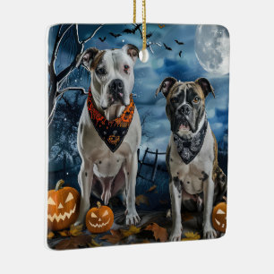 Amerikanischer Staffordshire Halloween Gruselig  Keramikornament