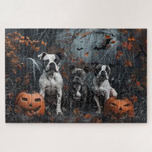 Amerikanischer Staffordshire Halloween Nacht Hund