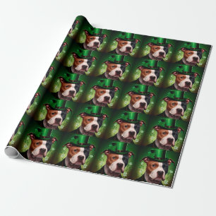 Amerikanischer Staffordshire-Hund an St. Patrick's Geschenkpapier