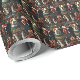 Amerikanischer Staffordshire-Hund mit Weihnachtsge Geschenkpapier