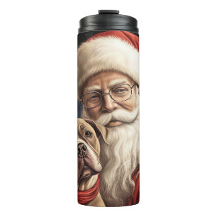 Amerikanischer Staffordshire mit Weihnachtsmann We Thermosbecher
