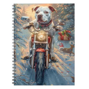 Amerikanischer Staffordshire-Motorrad-Weihnachtsma Notizblock