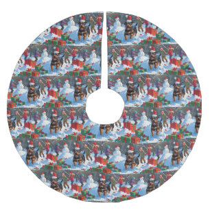 Amerikanischer Staffordshire-Weihnachtsfest-Schnee Polyester Weihnachtsbaumdecke