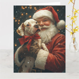 Amerikanischer Staffordshire Weihnachtsmann Festli Karte