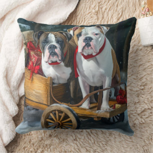 Amerikanischer Staffordshire Weihnachtsschlitten  Kissen