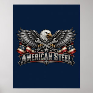 Amerikanischer Stahl Adler und Schraubenschlüssel Poster