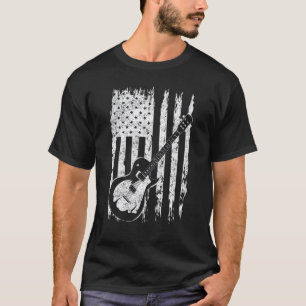 Amerikanischer Stolz 4. Juli Gitarrist US-Flagge E T-Shirt