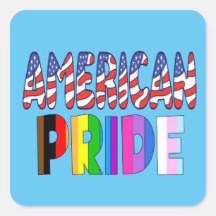 Amerikanischer Stolz - LGBTQ+ Amerika Monat 4. Jul Quadratischer Aufkleber