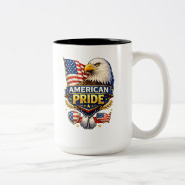Amerikanischer Stolz – Weißkopfseeadler & USA-Flag Zweifarbige Tasse