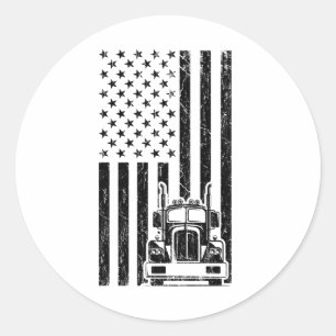 AMERIKANISCHER TRUCK FLAG LKW Big Rig LKW Runder Aufkleber