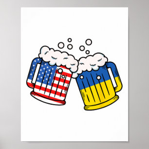 Amerikanischer Ukraine-Flagge-Bierkrug Ukrainische Poster