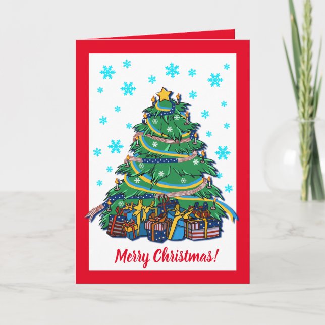Amerikanischer ukrainischer Weihnachtsbaum Karte (Vorderseite)