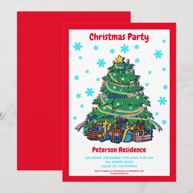 Amerikanischer ukrainischer Weihnachtsbaum persona Einladung (Vorne/Hinten)