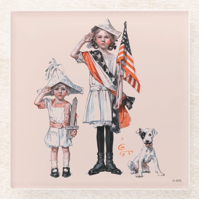 Amerikanischer Unabhängigkeitstag Glasuntersetzer (Vorderseite)