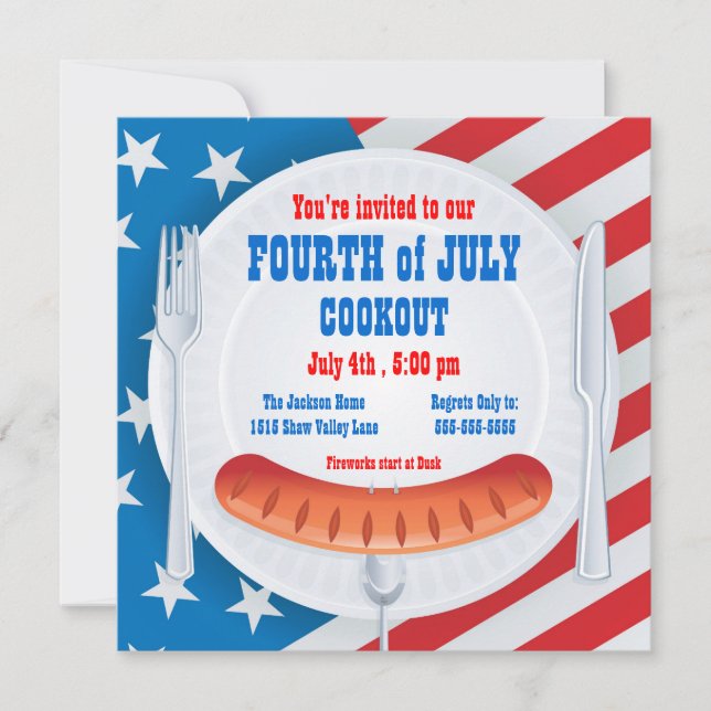Amerikanischer Unabhängigkeitstagcookout-Einladung Einladung (Vorderseite)