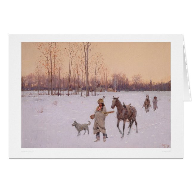 Amerikanischer Ureinwohner im Schnee (0565A) (Vorderseite (Horizontal))
